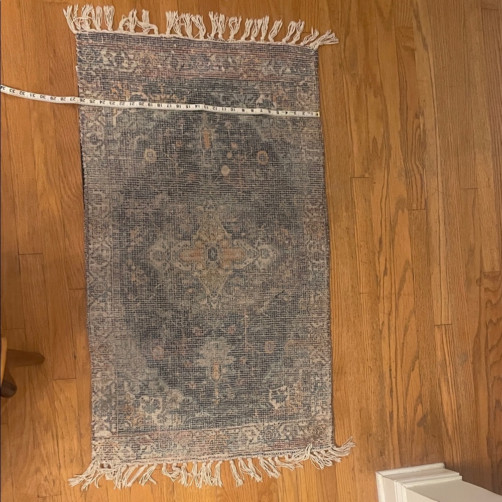 Shabby Chic Blue and Cream Rug - Picture 2 of 9